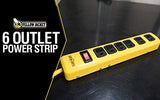 WOODS WIRE Southwire Yellow Jacket 5139N 14/3 6-Outlet Heavy Duty Industrial Metal Workshop Strip with 6-Foot Power Cord; Sliding Safety Covers and Overload Protection Yellow Jacket