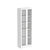 IRONMIX 70.87 Inch Tall White Enclosed Bookshelf with Acrylic Door and Adjustable Shelves IRONMIX