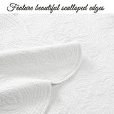 Cozy Line Home Fashions 100% Cotton Victorian Medallion Solid White Matelasse Embossed Bedding Quilt Set, Reversible Lightweight Bedspread, Coverlet for All Season (Blantyre - White, Queen - 3 piece) Cozy Line Home Fashions