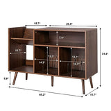 Large Record Player Stand, Mid-Century Vinyl Record Storage Table with Wood Legs and Record Storage, Modern Turntable Stand Holds Up to 300 Albums for Studio, Living Room, Bedroom (Walnut) ORRD