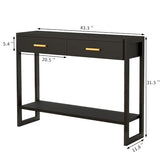Edospaen Solid Wood Console Table with Storage Entryway Table with 2 Drawers Shelf & Reinforced Legs Edospaen