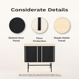 roomfitters Sideboard Buffet Cabinet with Sliding Doors, Mid Century Modern Credenza with 2 Tambour Doors, Minimalist Accent Storage Cabinet for Living Room, Media Console with Storage, Black roomfitters