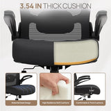 Mimoglad Ergonomic Office Chair - BIFMA Certified, Flip-up Armrests & 135° Recline, Adjustable Lumbar Support - Space-Saving Task Chair for Business/Team Office & Home (Black, 350lbs) Mimoglad