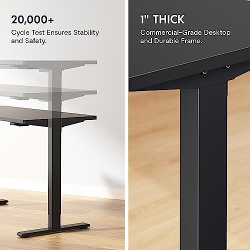 FLEXISPOT Standing Desk 55 x 28 Inches Stand Up Desk Workstation Home Office Computer Height Adjustable Desk (Black Frame + 55" Black Top 2 Packages) FLEXISPOT