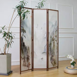 Furnnylane 3 Panel Room Divider Screen,Double Faced Room Divider Folding Wall Divider for Room Separation,Mountains and Waters Landscape,67" H x 47.2" W Furnnylane