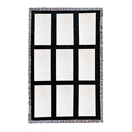 9-Panel Blank Sublimation Plush Velvet Blanket with Soft Edge Frills, DIY Velvet Blanket, Soft Sublimation Blanket, Black, 40 x 60'' Generic