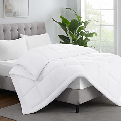 Serta ComfortSure Down Alternative Comforter, Soft Box Stitched Duvet Insert, Quilted Full Comforter with 4 Corner Tabs, All Season Bedding, White Serta