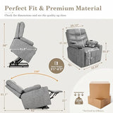 Electric Power Lift Recliner Chair for Elderly, Lift Recliner Chair with Massage and Lumbar Heat, 150° Reclining Chair with Cup Holders, Side Pockets and Remote Control, Ideal for Living Room (Grey)