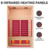 TO'GO 902GH Far Infrared Sauna for Home - 2 Person, Low EMF Heating Panel, Home Sauna 2 Person, Pre-Set Time and Temperature, Canadian Hemlock Wood Dry Sauna with Bluetooth TO'GO HI