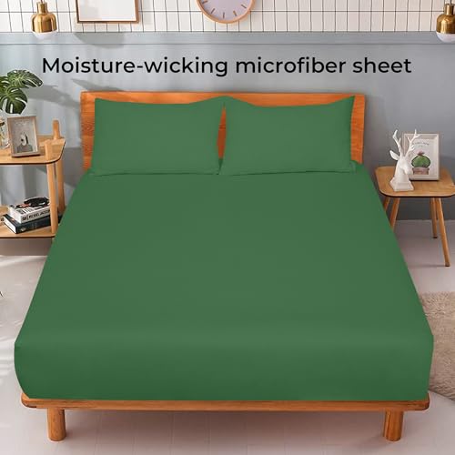 Royale Linens Fitted Sheet Full - Ultra Soft 1800 Brushed Microfiber - Hotel Luxury Bottom Sheets - Wrinkle Free & Fade Resistant - Deep Pocket Fitted Sheet Only (Full, Hunter Green) ROYALE LINENS