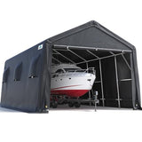 ADVANCE OUTDOOR 13x20 ft Carport 2 Roll up Doors & Vents Outdoor Portable Storage Shelter Garage Tent for Vehicle Boat Truck Anti-UV Snow Resistant Waterproof, Gray ADVANCE OUTDOOR