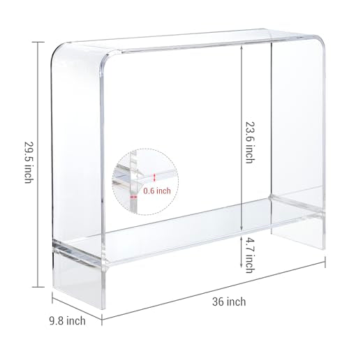 MyGift Premium 15mm Clear Acrylic Entryway Console Table with Bottom Display Shelf, 2 Tier Living Room Sofa Back Storage Shelves Modern Luxury Home Decor MyGift