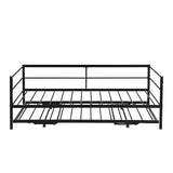 Nahenduo Twin Size Daybed with Pop up Trundle & Adjustable LED Lights, Futon Frame Bed, Metal Sofa Bed Frame for Living Room Bedroom Guest Room, Small Space, No Box Spring Needed (Black) Nahenduo