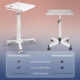 TUILUN Adjustable Height Portable Laptop Desk with Wheels,White Computer Cart on Wheels,Standing Mobile Desk Workstation, Utility Medical Cart TUILUN