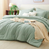 CozyLux Queen Comforter Set Sage Green, 7 Pieces Bed in a Bag Queen Comforter Set with Sheets, Luxury Soft Bedding Sets with Down Alternative Comforter, Fitted Sheet, Flat Sheet, Pillowcases & Shams CozyLux