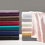 Madison Park Essentials Satin Sheet Set Luxury and Silky with Natural Sheen, Elastic 14" Pocket fits up to 16" Mattress, All Around Elastic - Year-Round Bedding, Full, Ivory, 6 Piece Madison Park