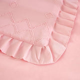 NacoMoco 3-Piece Tufted Ruffle Crib Bedding Set for Girls - Ultra Soft Baby Bedding Set Includes Boho Crib Comforter, Sheet & Skirt (Light Pink) NacoMoco