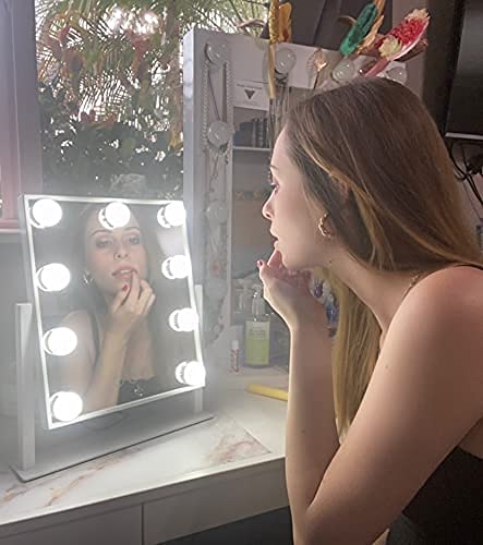NUSVAN Vanity Mirror with Lights, Makeup Mirror with Lights,3 Color Lighting Modes Detachable 10X Magnification Mirror Touch Control,360°Rotation, White. NUSVAN