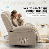 Korser Recliner Chair, Wide Rocker Chair, Rocking Chair with Massage and Heat,360°Swivel Nursery Rocking Chairs, Oversized Recliner for Adults, Cashmere Reclining Sofa for Living Room, Khaki