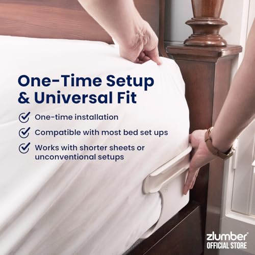 The Original USA Patented ZlumberLock – Secure Sheet Holder with Heavy-Duty Mattress Straps – No More Loose Bedding, Universal Fit, Easy One-Time Installation Zlumber