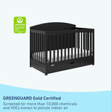Graco Bellwood 5-in-1 Convertible Crib with Drawer (Black) - GREENGUARD Gold Certified, Full-Size Storage Drawer, Converts to Toddler Bed and Full-Size Bed STORK CRAFT