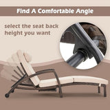 ZZWHOM Chaise Lounge Chairs Outdoor Set of 2, Comfy Outside Wicker Patio Pool Lounge Chair w/ 5 Adjustable Back Angle, Cup Holder, Thicken Cushion