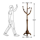 Coat Rack Freestanding Wood Tree Rack with 8 Hooks, Creative Design Tree Branch-look, Coat Tree Clothes Hanger Stand with Stable Sphere Base for Entryway, Hallway, Bedroom - Load 160lbs (Walnut Brown) Bekrvio