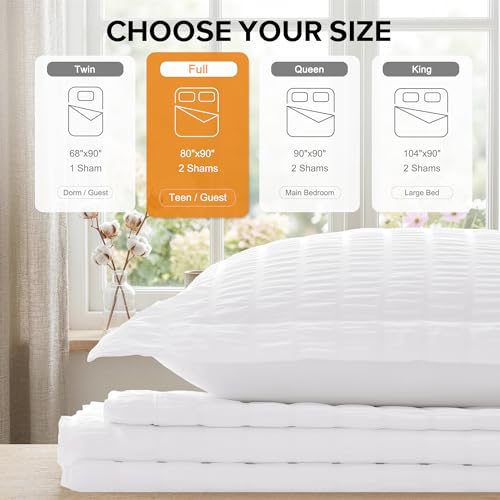 Cozyide White Duvet Cover Full Size, 3 Pieces Bedding Duvet Covers, Soft Breathable Seersucker Duvet Cover Set with Zipper Closure and Corner Ties (1 Duvet Cover 80"x90" + 2 Pillow Shams 20"x26") Cozyide