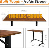 POWSTR 47" Foldable Wood Workbench,Adjustable Height Work Bench(32-42'') with Wheels and Feet Mat，Suitable for Workshop,Office,Garage,Home,Commercial POWSTR