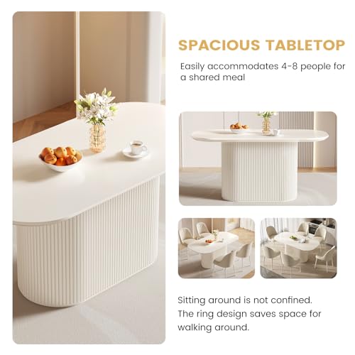 Guyii 86.61'' Large Dining Table Set for 8 Modern Oval Dining Table with Chairs 8 Seats Kichen Table Set White Dining Set for Dining Room Breakfast Nook Restaurant Guyii