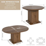 Extendable Round Conference Table for 4-8 People, 43in-59in Modern Oval Meeting Room Table with Storage, Fluted Wood Slide Doors, Small Compact, Office, Training, Conference Room, Walnut Jluomei