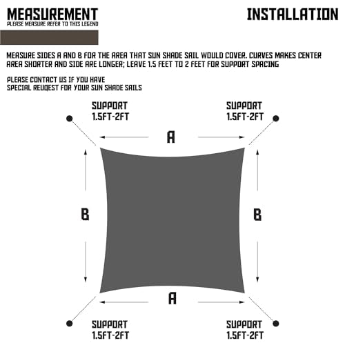 TANG Sunshades Depot Brown 16' x 16' Sun Shade Sail Square Canopy Shade Cover UV Block for Backyard Pergola Porch Deck Garden Patio Outdoor Activities - WoodArtSupply