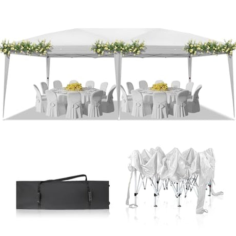 Outvita 10x20ft Ez Pop Up Outdoor Canopy Tent, Portable Commercial Instant Tent with Carry Bag for Party Wedding Birthday BBQ Events Outvita