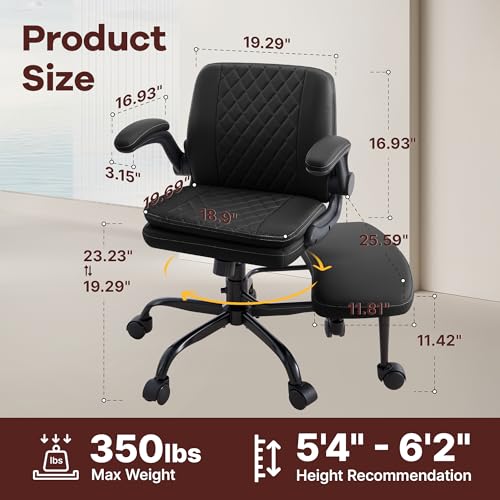 AreShark Cross Legged Office Chair: ADHD Criss Cross Desk Chair with Wheels & Stretchable Rotating Footrest - Height Adjustable Wide Yoga Kneeling Meditation Chair with Flip-up Armrests Back Support AreShark