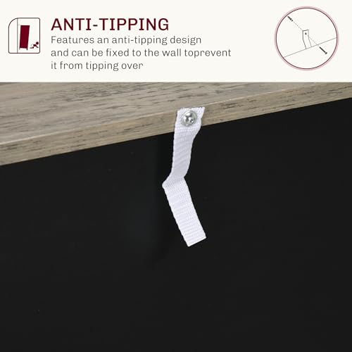 HOMCOM Farmhouse Sideboard Buffet Cabinet, Barn Door Style Kitchen Cabinet, 32" Accent Cabinet for Kitchen, Living Room or Entryway, Gray Wash HOMCOM