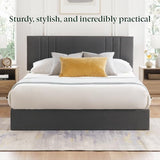 Zinus Billie Platform Bed Frame, Four Underbed Storage Drawers, Height Adjustable Headboard, Upholstered Style, King Zinus