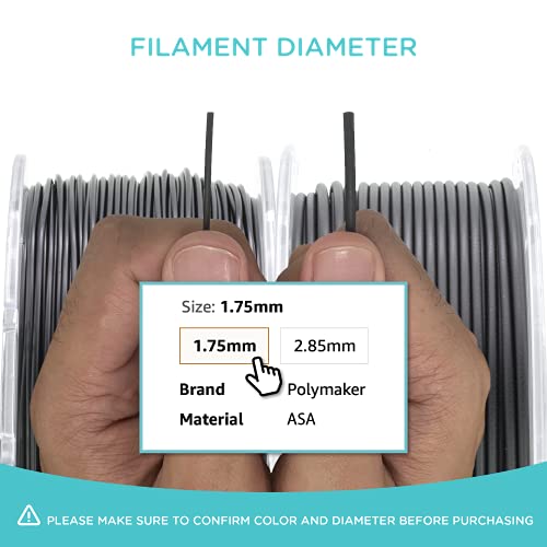 Polymaker ASA Filament 1.75mm Black, 1kg ASA 3D Printer Filament, Heat & Weather Resistant - ASA 3D Filament Perfect for Printing Outdoor Functional Parts, Dimensional Accuracy +/- 0.03mm - WoodArtSupply