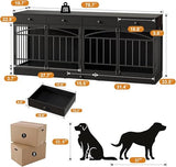 GAOMON Dog Crate Furniture for 2 Dogs, 78.7'' Large Dog Kennel Indoor with 4 Storage Drawers and Feeding Bowls, Double Dog Crate TV Stand for Small and Medium Dogs, Black GAOMON