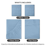 ROYALE LINENS 4 Piece Full Sheets Set - Soft Brushed 1800 Microfiber Bedding - 1 Fitted and 1 Flat Sheet, 2 Pillow Cases - Wrinkle Free & Fade Resistant - Hotel Luxury Bed Sheets (Lake Blue, Full) ROYALE LINENS