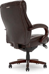 La-Z-Boy Bellamy Executive Office Chair with Memory Foam Cushions, Solid Wood Arms and Base, Waterfall Seat Edge, Bonded Leather, Brown La-Z-Boy