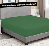 Royale Linens Fitted Sheet Full - Ultra Soft 1800 Brushed Microfiber - Hotel Luxury Bottom Sheets - Wrinkle Free & Fade Resistant - Deep Pocket Fitted Sheet Only (Full, Hunter Green) ROYALE LINENS