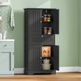 ChooChoo 51" H Tall Bathroom Floor Cabinet, Modern Bathroom Storage Cabinet with Drawer and Adjustable Shelves, Freestanding Kitchen Pantry Cupboard with 4 Doors for Living Room, Black ChooChoo