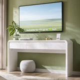 Aitjunz 63'' Console Table with 3 Drawers, Modern Entryway Table with Curved Profile Design, Narrow Long Wood Sofa Table Behind Couch Table for Living Room, Hallway, Foyer, White Aitjunz