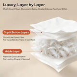 Swandream Goose Feather and Down Bed Pillow Standard Size Single Pack, Luxury 3-Chamber Pillows with Soft & Down-Proof Cover, Fluffy Plush Hotel Pillow for Side, Back & Stomach Sleepers Swandream