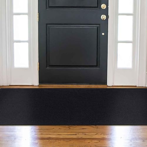 Machine Washable Modern Solid Design Non-Slip Rubberback 3x10 Traditional Runner Rug for Hallway, Kitchen, Bedroom, Living Room, 2'7" x 9'10", Black Ottomanson