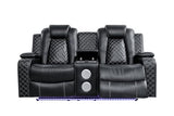 Ball & Cast Power Recliner Sofa Set Leather Reclining Couch Home Theater Seating 3PCS Recliner Couch Loveseat & Chair Sets with Coffee Table,Reading Light,Cup Holders for Home Theater,Living Room