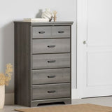 South Shore Versa Collection 5-Drawer Dresser, Gray Maple with Antique Handles South Shore