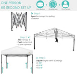 BTEXPERT 10x10ft 1-Person Setup Instant Pop Up Canopy Tent, One Touch Portable Commercial Shelter Outdoor Gazebo 1-Button Push Carrying Wheeled Bag for Home Party Deck Beach Wedding Camping Backyard BTEXPERT