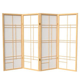 4 ft. Short Eudes Shoji Screen - Natural - 4 Panels Red Lantern