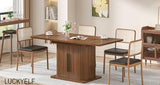 Extendable Dining Room Table for 4-6, 47-65 Inch Rectangle Kitchen Dining Table with Large Storage, Fluted Sliding Door, Expandable Mid Century Modern Dinner Furniture, Living Room, Walnut, Brown Woemtoric